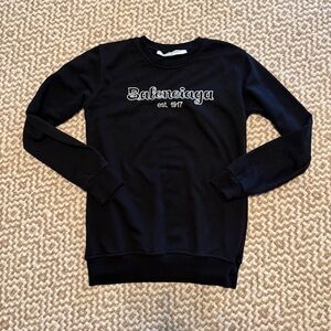 Balenciaga Logo Est. 1917 Sweater in Black Embroidered Logo Paris Rare Small